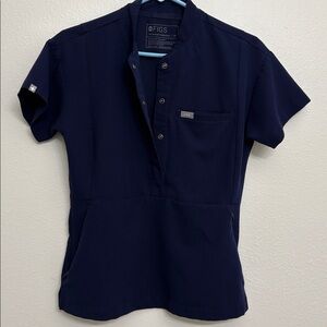 Figs Navy henley Scrub Top
